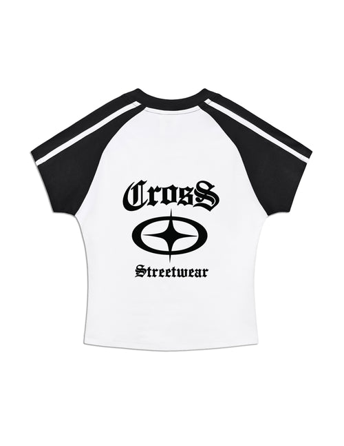 "Cross star" Bodycon Raglan Sleeve T-Shirt