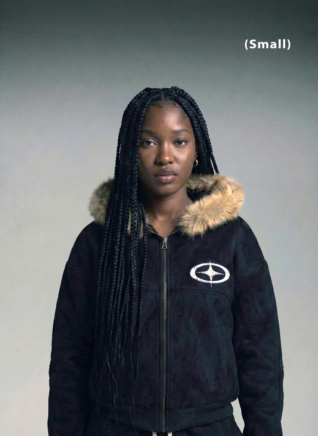 "Cross Star" Fur Zip Up Hoodie