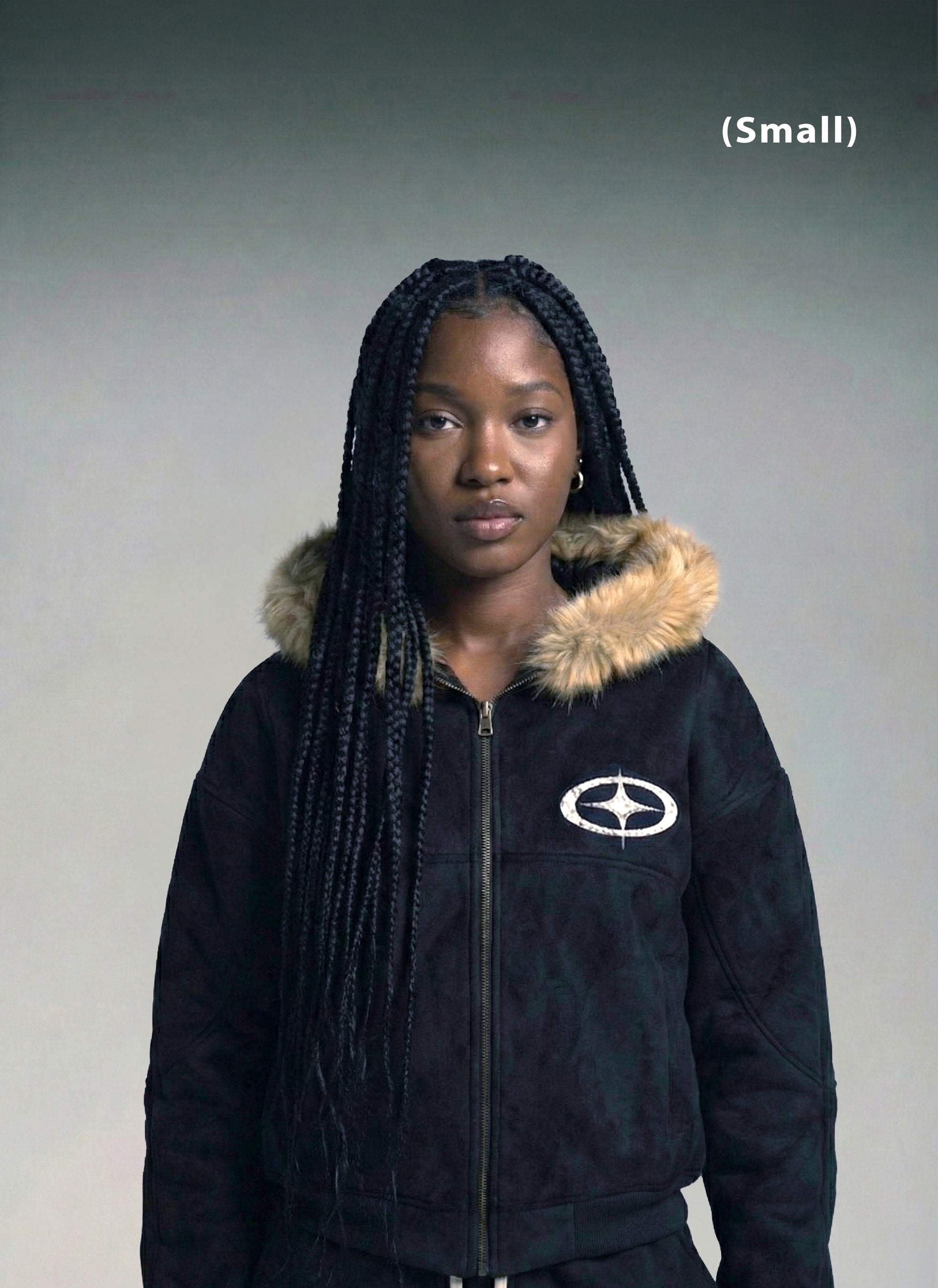 "Cross Star" Fur Zip Up Hoodie