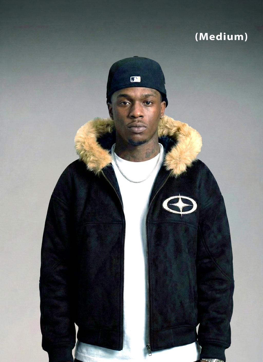 "Cross Star" Fur Zip Up Hoodie